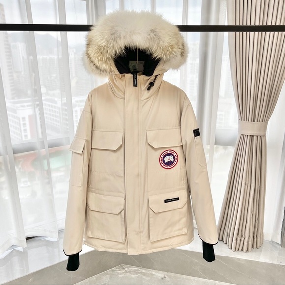 Canada Goose Expedition white Unisex Hooded Parka - Picture 1 of 8
